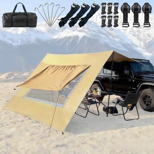 Toldo de 2,8 x 4,8 m, para Puerta de Caravana, para autobús, Furgoneta, Caravana, Caravana, Caravana, Caravana, Tienda de campaña Universal, con Ventana de Pantalla