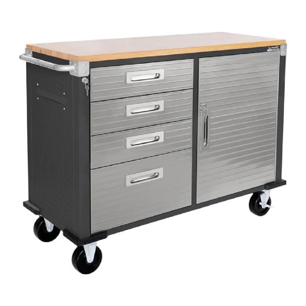 Seville Classics UltraHD Mobile Workbench with 4 Drawers, 121.9 x 50.8 x 95.2 cm, Graphit