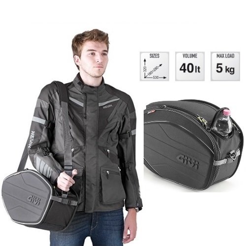 Maletas Laterales Givi Easy-T Line 40 Litros - Par De Alforjas Expandibles Para Moto Y Scooter, Color Negro