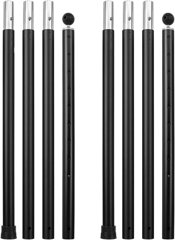 アルミポール テント･タープ設営用 A6061アルミニウム 外径33mm ４節連結 1本/2本入り 分割式 プッシュボタン式 多段階