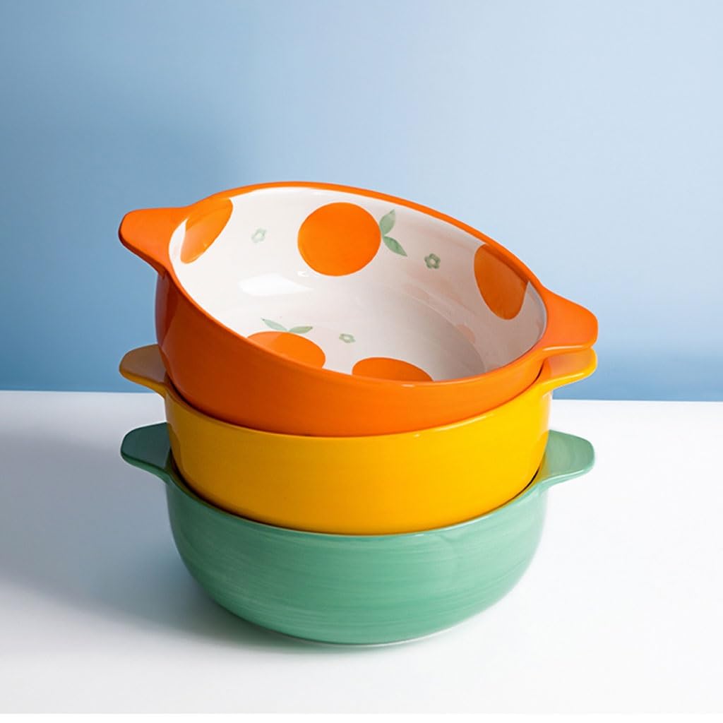 Ceramiczne miski do zupy, Miska do zupy z podwójnym uchem, Duża miska domowa, Ceramiczna miska, Miska na zupę, Naczynia stołowe, Miska na makaron, Miski do kuchni