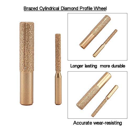 2Pcs 1/4'' + 1/2'' Straight Diamond Brazed Profile Wheel Router Bit Set For