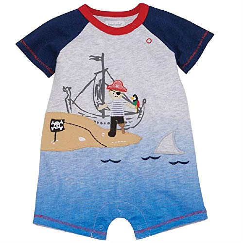 Mud Pie Baby Boy's Pirate Shortall (Infant) Blue 3-6 Months (Infant)