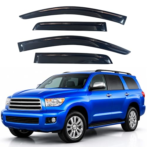 Image of IG Window Visors Fit for 2008-2022 Toyota Sequoia, Out-Channel Rain Guards Vent Wind Deflectors 4PC, Car Accessories for 08-22 Sequoia