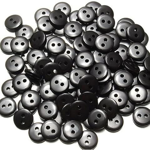 100 x 9mm Black Buttons - (9mm, Black) Cover