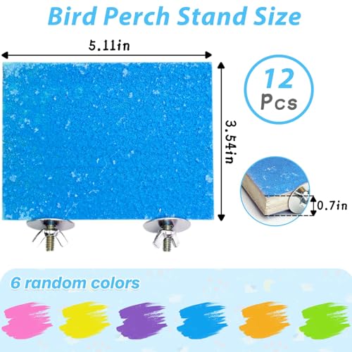 Image of kathson 12 Pcs Bird Perch Stand Toy Colorful Wood Paw Grinding Stick Parrot Perch Stand Holder Platform Bird Cage Accessories for Pet Bird Parakeet Cockatiels Lovebirds (6 Random Colors)
