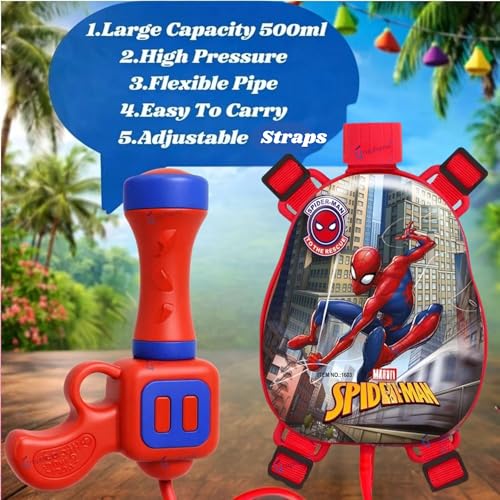 Image of GRAPHENE Red Holi Pichkari Water Gun for Kids 500ml Back Holding Water Tank with 100 Water Balloons Pichkari High Pressure Long Throw Water Spray Pistol Gun Summer Fun Boys Girls