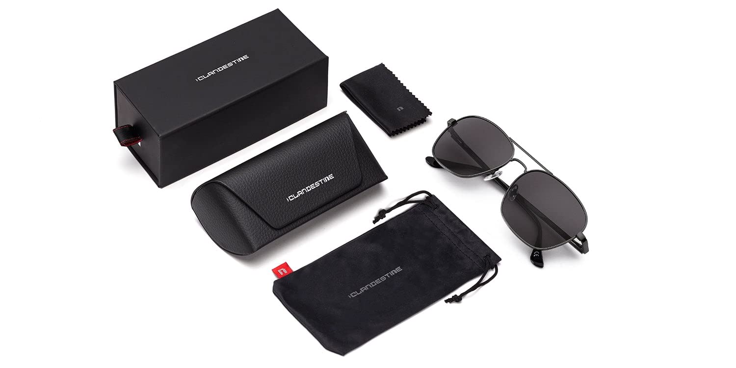 CLANDESTINE - Gafas de Sol Unisex - Modelo Pilot 18 - Lentes de Nylon HD y Montura de Acero Inoxidable - Talla Única - 144 mm x 51 mm