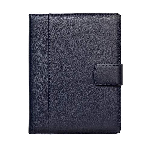 Image of Maruse Italian Leather Executive Padfolio, Folder Organizer with Magnetic Closure and Writing Pad, Handmade in Italy, Navy Blue