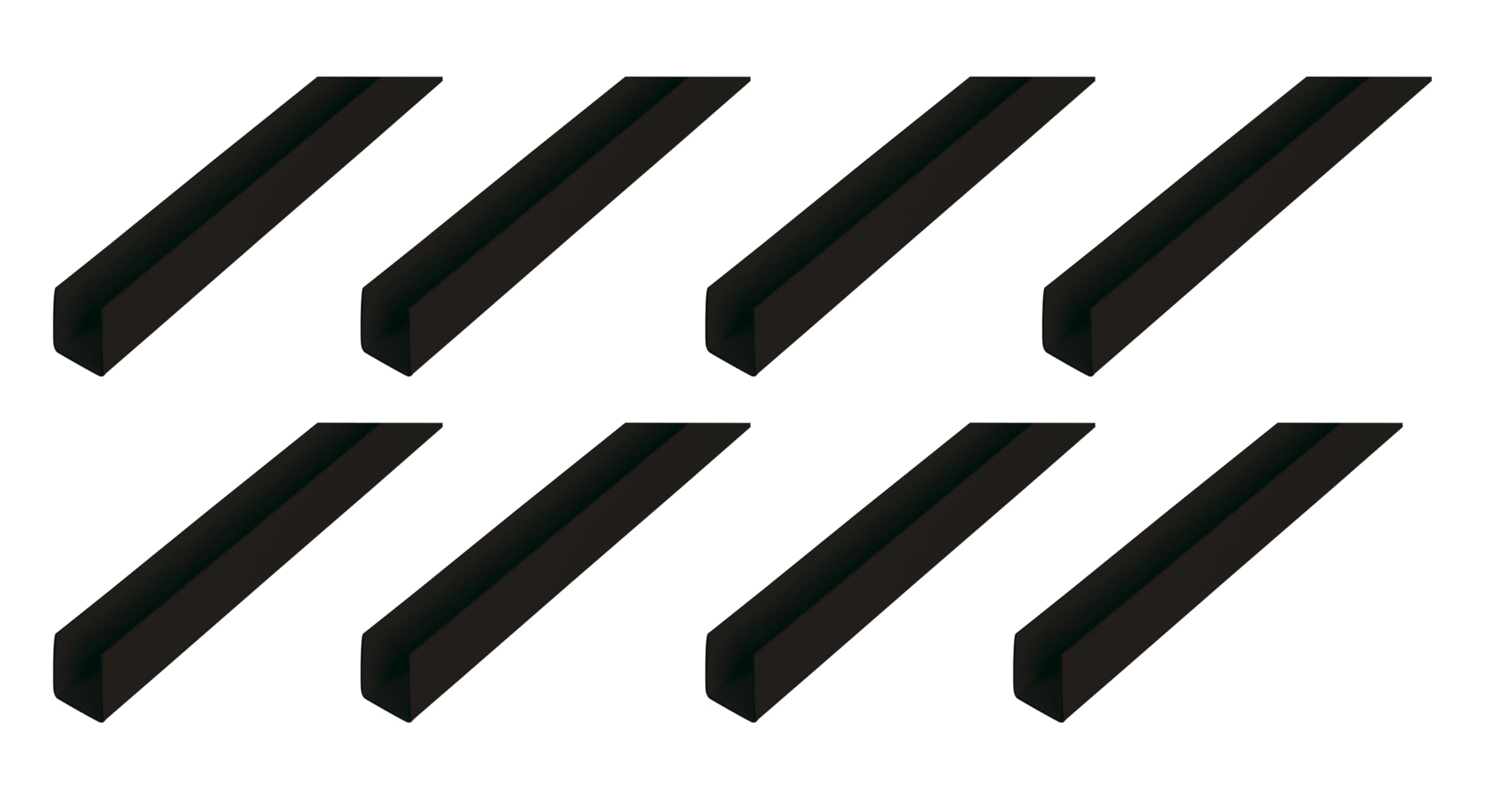Alberts Juego de 8 perfiles en U, plástico, negro, 1000 x 18 x 10 mm