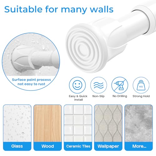 Image of 2 Pack Tension Rods for Windows 28 to 48 inch, Adjustable Curtain Rods No Drilling Spring Rods Extendable Pressure DIY Tension Rod for Window Closet Kitchen, White