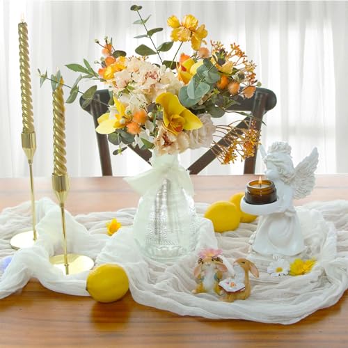 Lodmemo 8 Pack White Cheesecloth Table Runner 21x120 Inch Gauze Table Runners Reusable Polyester 10ft Boho Rustic Cheese Cloth Table Runner for Wedding Party Baby Shower Birthday