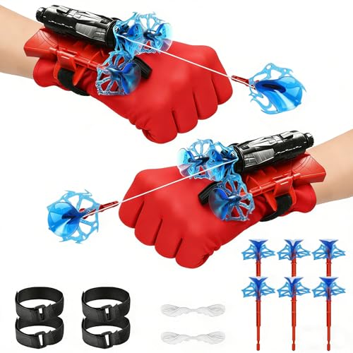 WYFDCZZP Gant De Lanceur,Lanceur de Toile, Launcher avec Masque et Autocollants, Jouets,Poignet Lanceur,Gant de Cosplay en Plastique pour Enfants (B)