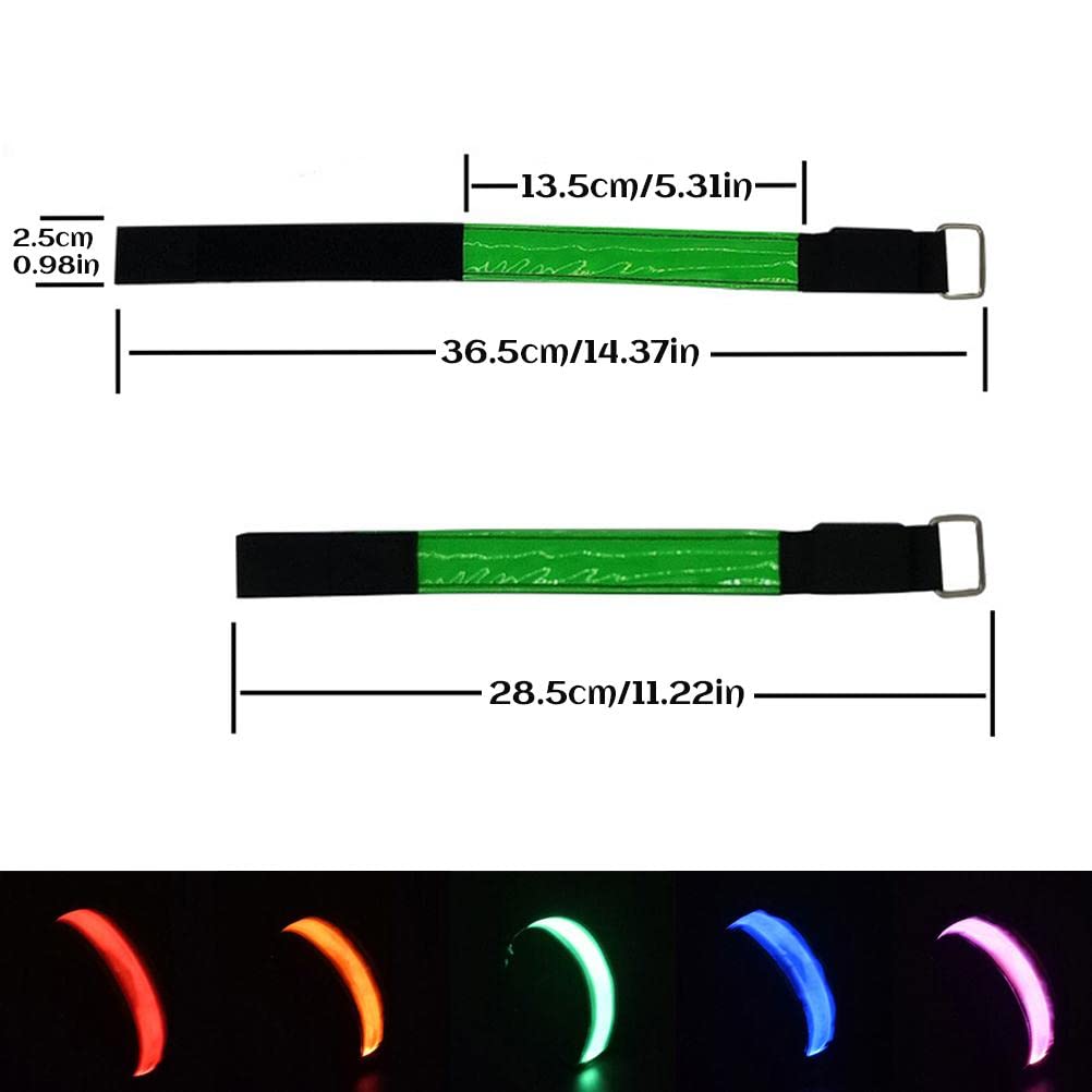 Keenso 4 Bracciali LED Riflettenti Ricaricabili USB, Braccialetti Luminosi di Sicurezza Regolabili per Sport all'Aria Aperta, Corsa, Ciclismo (Rosso)