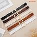 WHIPPY 2 Pack Women Skinny Elastic Belt Fashion Gold Buckle Stretchy Thin Waist Belts for Dresses