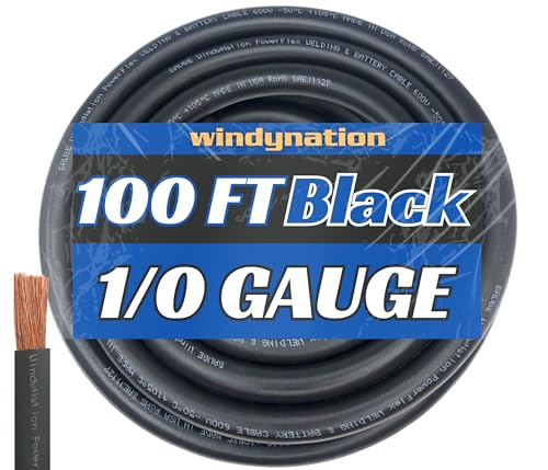 Image of WNI 1 /0 Gauge 100 Feet Black 1 /0 AWG Ultra Flexible Welding Battery Copper Cable Wire - Made in The USA - Car, Inverter, RV, Solar