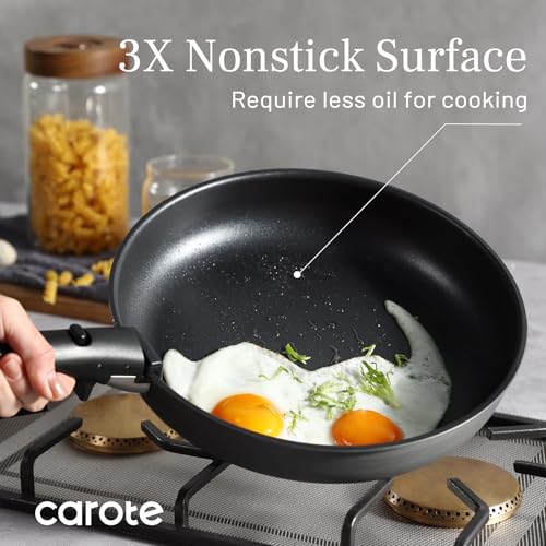 Image of CAROTE 20pcs 4-Ply Premium Hard Anodized Pots and Pans Set Non Stick with Detachable Handle, Dishwasher /Oven Safe, RV Kitchen Cookware Set Nonstick, Induction Cookware, Large Capacity Pans and Pot Set