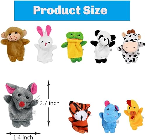 Miniatura 5 de DINESIL 12 marionetas de dedo, mini muñecos de peluche de animales para contar historias, espectáculos de juegos, recompensas de aula, suministros