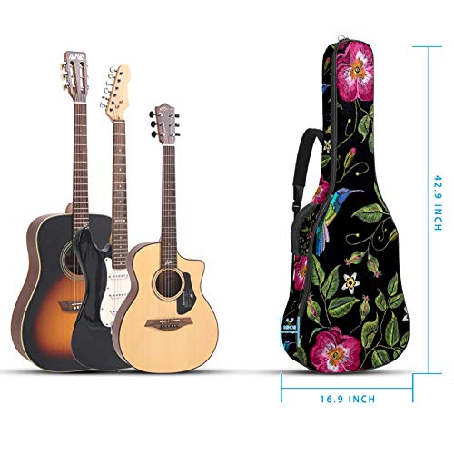 TIZORAX Housse pour guitare acoustique avec broderie d’oiseaux volants et fleur – Housse de transport avec poignée… - Les Beatles, Paul McCartney, John Lennon, RIngo Starr, George Harrison TIZORAX Housse pour guitare acoustique avec broderie d'oiseaux volants et fleur - Housse de transport avec poignée… – Image 6