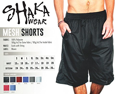 Shaka Wear Men's Basketball Shorts – Mesh Workout Gym Sports Active Running Athletic Pants with Pockets Regular Big S ~ 5XL4