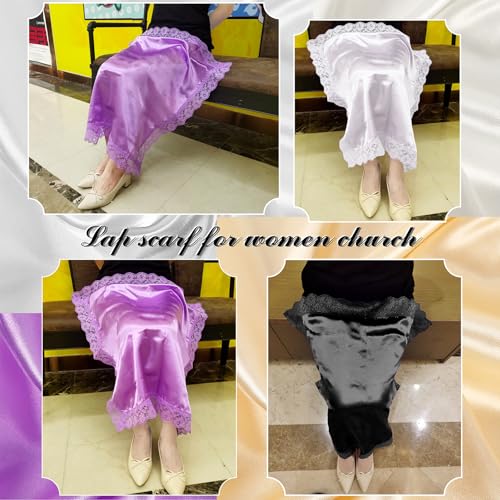 26‘’ Silk Lap Scarf Body Scarf with Lace Lap Scarves Handkerchief lapscarfs for ladies Women Church4
