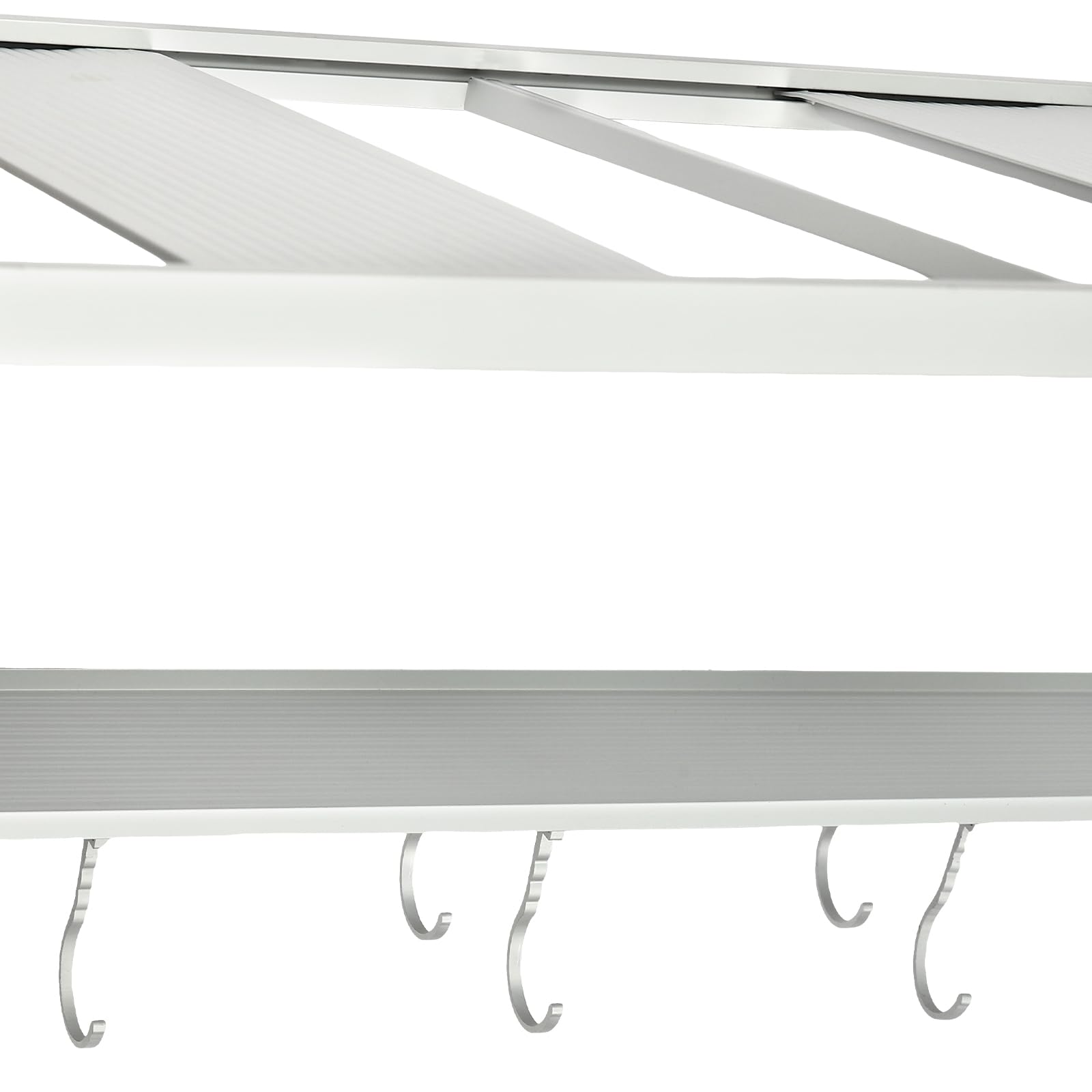 Estantería colgante para microondas, 2 niveles, soporte de pared con 10 ganchos y laminados móviles, estante de metal para microondas, soporte para cocinas, garajes, lavanderías