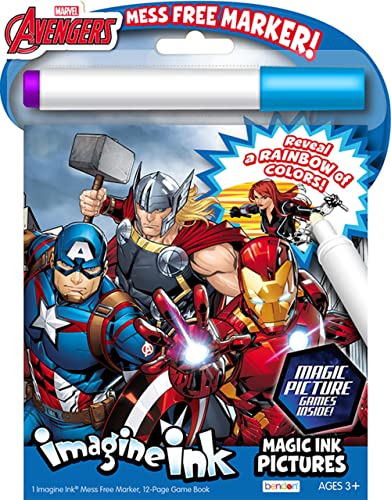 Image of Bendon Imagine Ink Magic Ink - Pictures and Game Book with Mess Free Marker Pen (Avengers)
