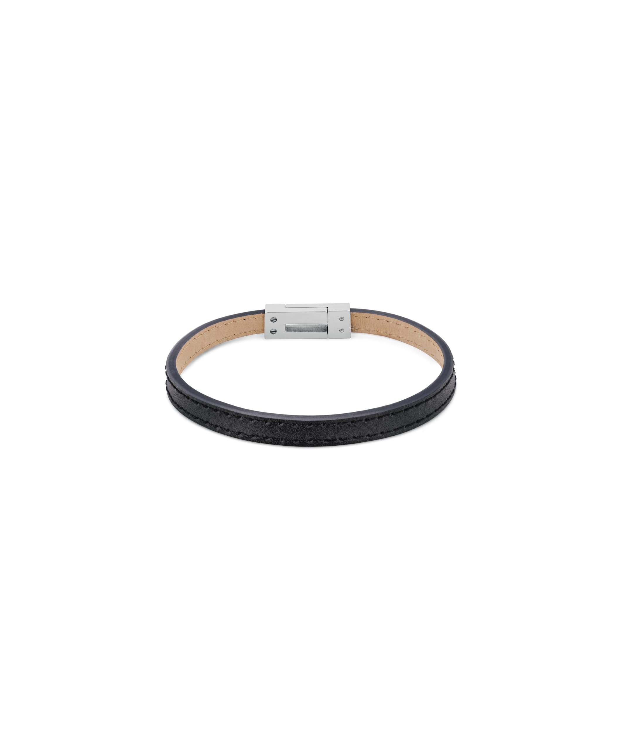 Calvin Klein Kollektion CK EXPOSED für Herren Halskette mit Anhänger aus Edelstahl und Armband aus Schwarzem Leder