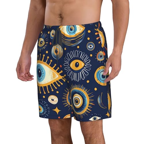 Evil Eye Symbols Dark Blue Unique Vintage Men's Quick Dry Swim Trunks Surfing Beach Mesh Board Shorts2