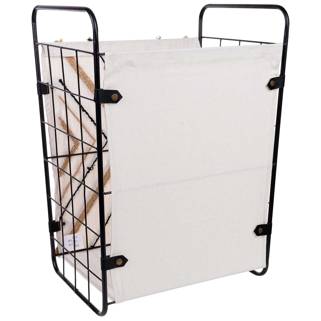 WANDERLUST DECO Cesto de la Ropa de Metal y Tela 46x35x55/63