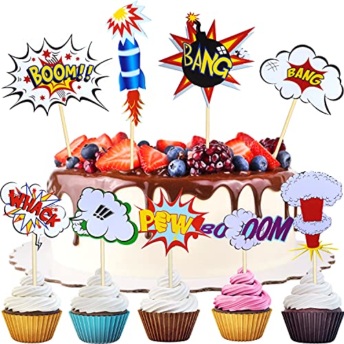 9 Piezas Decoracion Tartas Infantiles, Happy Birthday Cake Topper, Topper Tarta Cumpleaños para Chico Niña,Cohete bomba nube whick boom paw bang Decoración Tarta Cumpleaños Cupcakes Cover