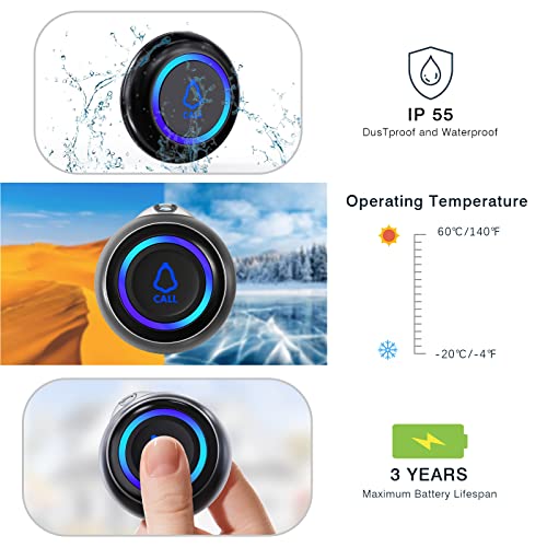 Caregiver Pager, Wireless Call Button for Seniors/Elderly at Home, 1 SOS Button + 1 Receiver Medical Life Alert System, Emergency Panic Call Bell, Help Alarm for Nurse Calling & Patient Assistance - Image 5