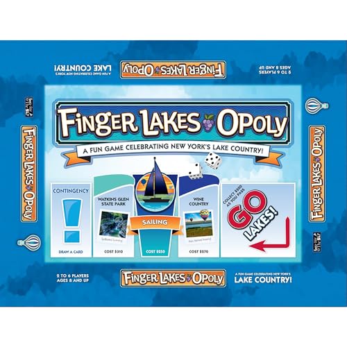 Late For The Sky Finger Lakes-Opoly Board Game – Family Strategy Board Game, New York Lakes Theme,...