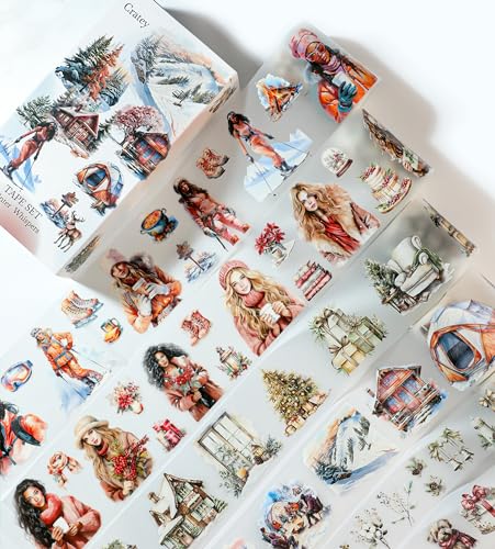 Cratey Winter PET Washi Tapes for Journaling, Scrapbooking & Crafting. Cut & Use as Christmas Ice Theme Stickers in Your Junk Journals, Crafts, or Planners