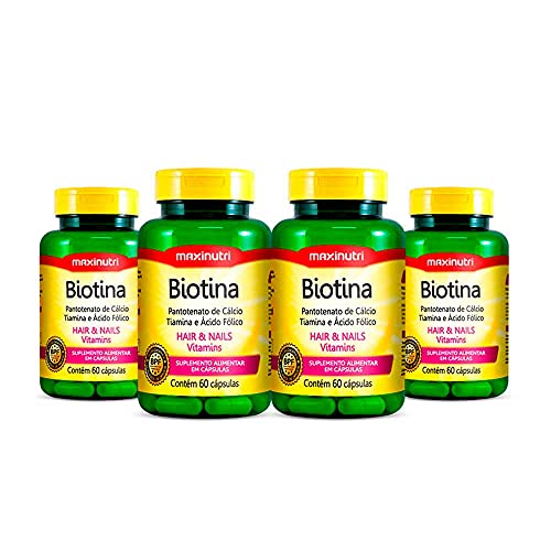 Kit 04 Biotina Saúde da Pele Unhas Cabelos 60 Caps Maxinutri