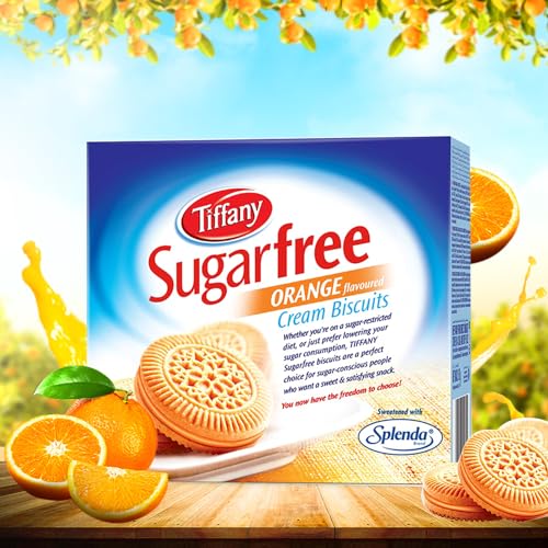 Image of Tiffany Sugar Free Orange Cream Sandwich Biscuits,162g | Healthy Snacks for Diebetic | Sweetened With Splenda (Pack of 2)