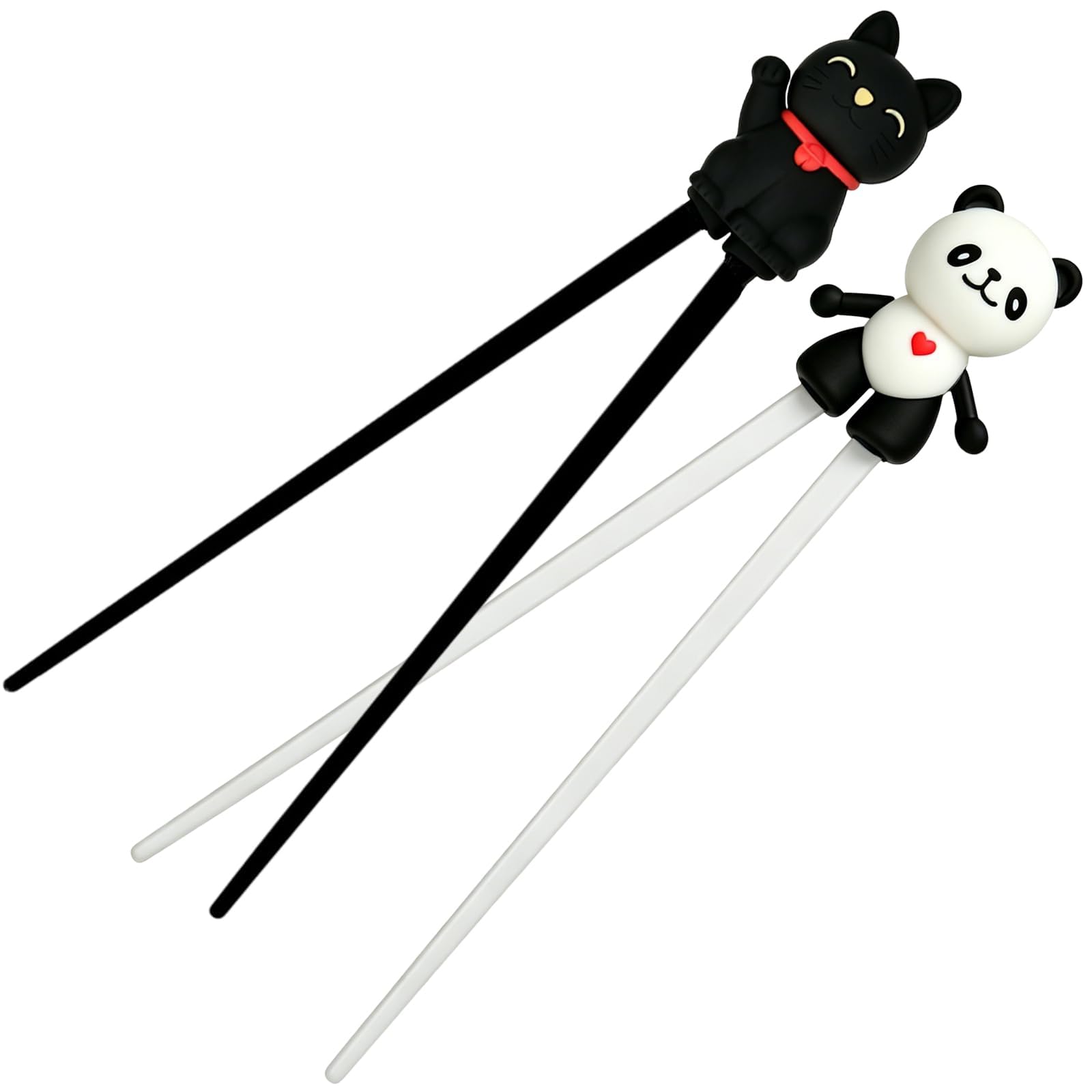 2 Pairs Training Chopsticks Set, Panda&Lucky Cat Chopsticks for Beginners