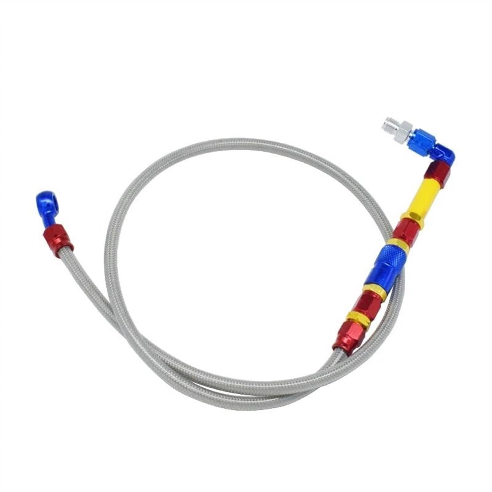 Ksxzw Silver Motorbike Part Universal Motorcycle Braided Brake Hose Line Aluminium Cable Hydraulic Pipe M10 220Cm(Silver)