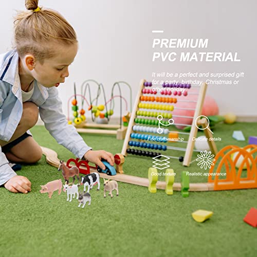 Bauernhof Spielset Mini Bauernhoftiere Figuren: Miniatur Weiße Ziege Pferde Kaninchen Kuh Schwein Schafe 6 Stücke… – Bild 8