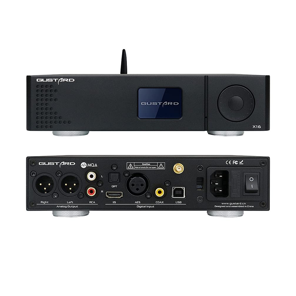 Gustard DAC-X16 MQA MQA DAC ES9068AS DSD512 768kHz Full Balanced Bluetooth 5.0 Desktop Audio Decoder I2S/AES/Coax/Opt Input (Black)