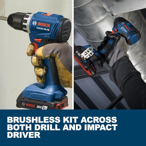 BOSCH GXL18V-27B22 Power Tool Combo Kit, Drill Driver and Impact Driver