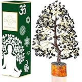 Crocon ブラックトルマリンジェムストーンツリークリスタル盆栽フォーチュンマネーツリースピリチュアルギフトセットサイズ10〜12インチ（ゴールデンワイヤー）