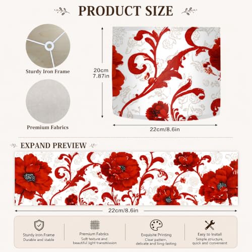 Image of Nuxovilar Lamp Shades Set of 2, 8.7 inch Top x 8.7 inch Bottom x 7.9 inch High (Spider) | Small lamp shades red floral vintage design dining room bedroom bold accent space covers (Floral)