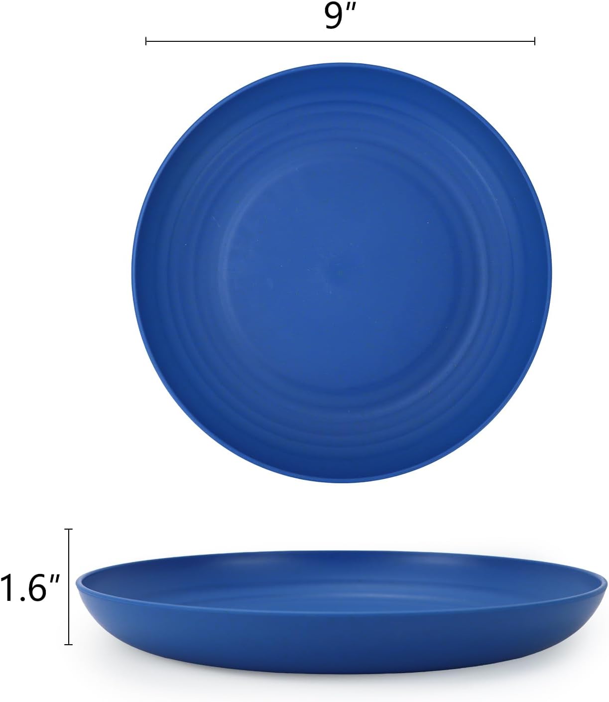 Homienly Deep Dinner Plates Set of 8 - Alternative to Plastic - Microwave & Dishwasher Safe - Unbreakable Kids Plates with 4 Colors (Blue Series, 9 inch)