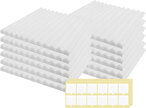 SK Studio Paquete de 12 paneles de espuma acústica, paneles de cuña de 12 x 12 x 2 pulgadas, paneles de absorción de sonido de alta densidad,