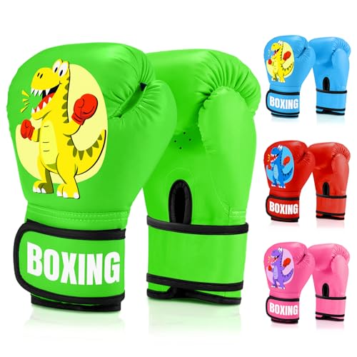 JUOIFIP Guantes Boxeo Niños 4 oz, Guantes de Boxeo para Entrenamiento y Sparring para MMA Muay Thai y Kick Boxing Edad 5-12 Años,Verde