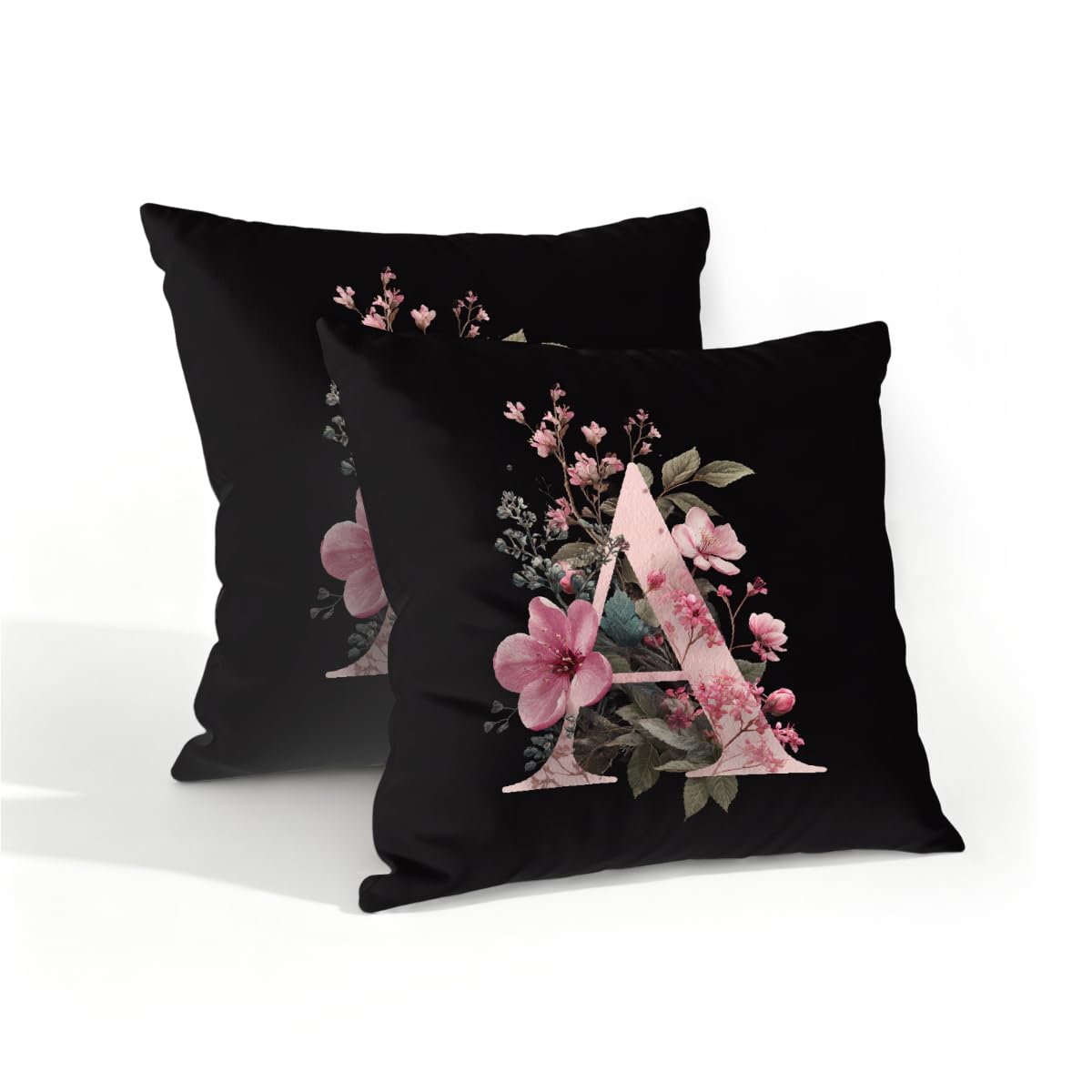 Outdoor Pillow Covers Waterproof Pillowcases 16x16in Set of 2 Botanical Floral Alphabet A Decorative Throw Cushion Case for Couch Sofa Garden Patio Furniture
