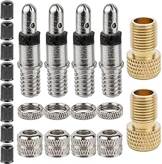 Zestaw zamienny do wentyli rowerowych, 24 x wentyl Dunlop, w zestawie 8 x zapasowe kołpaki, 2 x adapter AV, wkładka wentyla błyskawicznego, standardowy wentyl NV - DV - BV