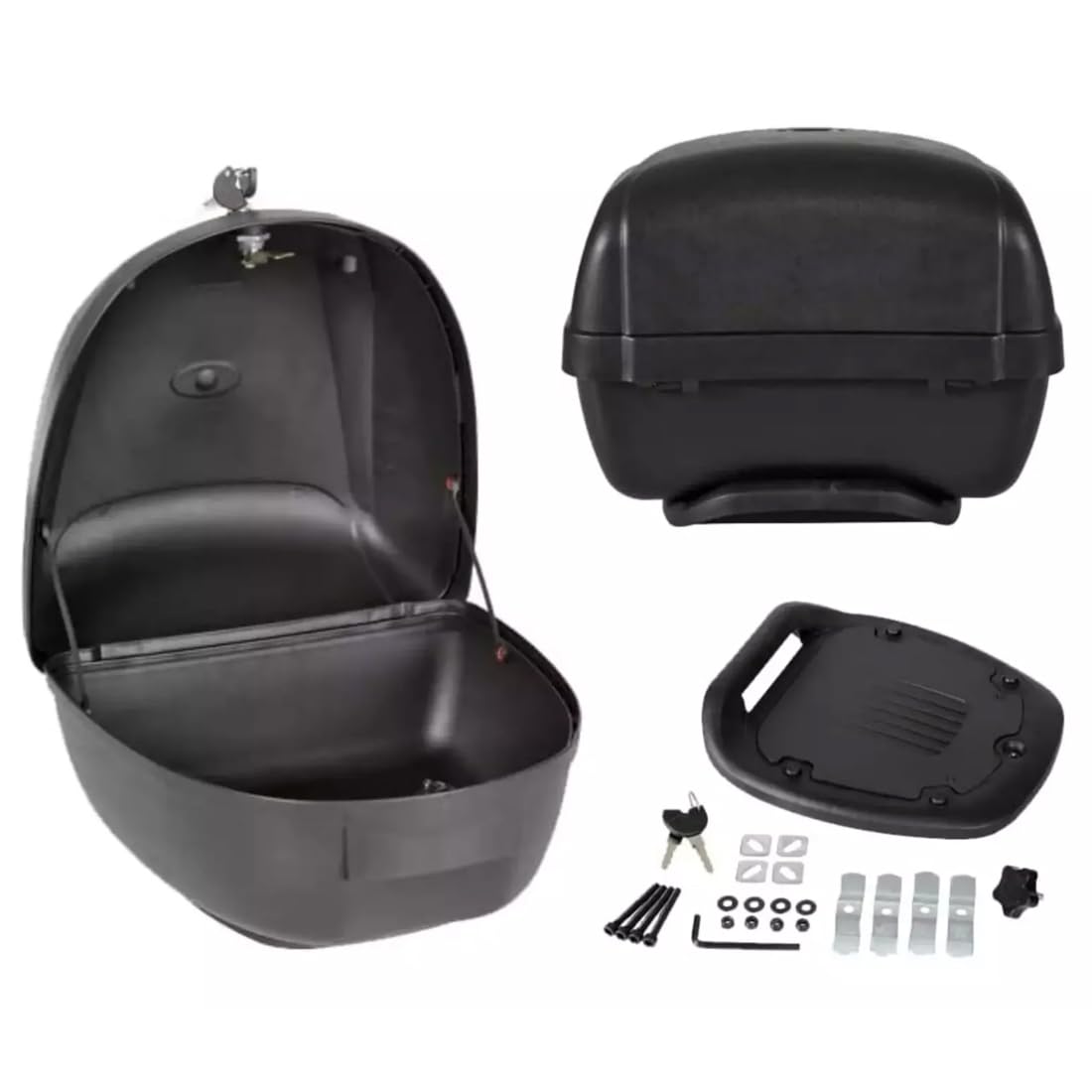 Generico BAULETTO 28 LITRI NERO OPACO S-L I N E + PIASTRA UNIVERSALE KS28N SCOOTER MOTO