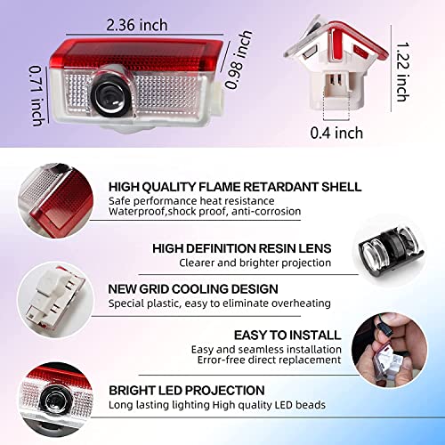 4 PCS Car Door Light Logo LED Car Light Logo Compatible with Accessories A B C E M GL GLA GLC GLE GLS Class W205 W213 W176 W166 3D Ghost Shadow Light Upgraded Welcome Courtesy Projector